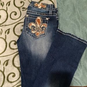 Miss Me Cowhide pocket Bootcut jeans